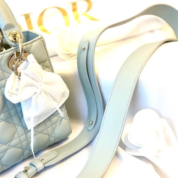 Small Lady Dior Bag in Limited edition/Very rare Placid Blue Cannage Lambskin. - Picture 4 of 11